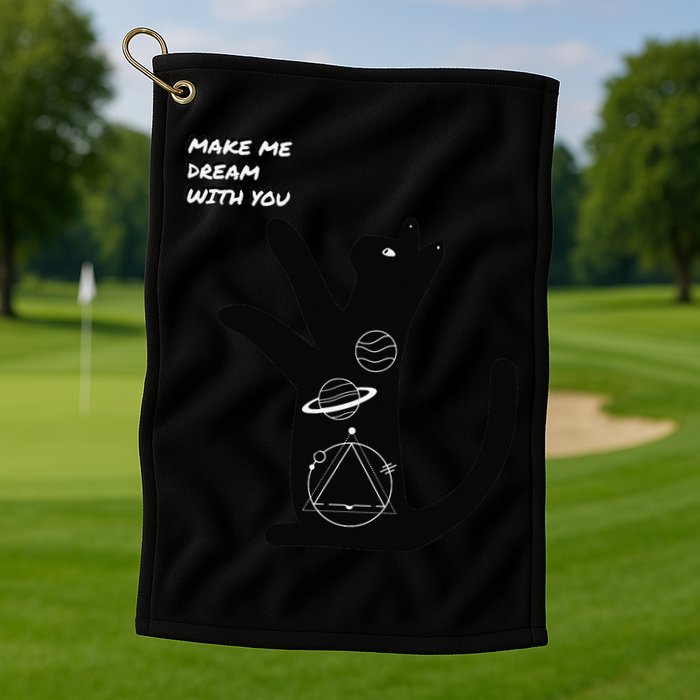 Cosmic Cat Dream Make Me Dream With You Golf Towel