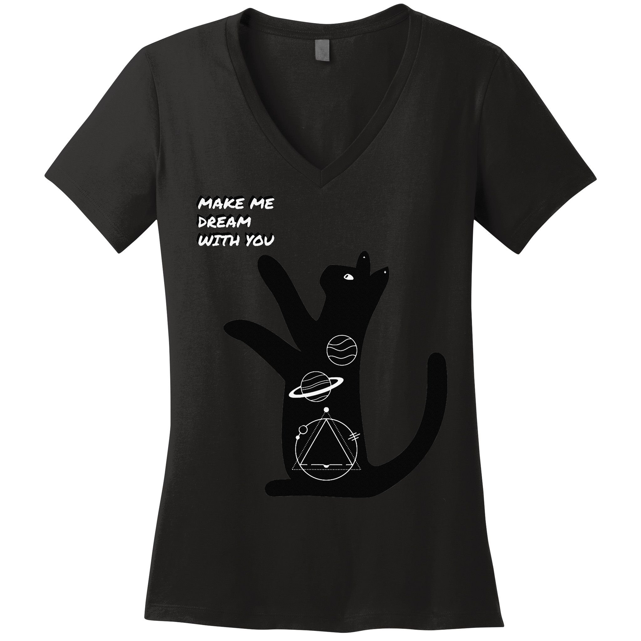 Cosmic Cat Dream Make Me Dream With You Women's V-Neck T-Shirt