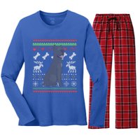 Cane Corso Dog Santa Claus Ugly Christmas Pattern Xgiftmas Gift Women's Long Sleeve Flannel Pajama Set 