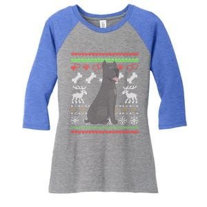 Cane Corso Dog Santa Claus Ugly Christmas Pattern Xgiftmas Gift Women's Tri-Blend 3/4-Sleeve Raglan Shirt