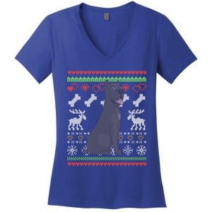 Cane Corso Dog Santa Claus Ugly Christmas Pattern Xgiftmas Gift Women's V-Neck T-Shirt