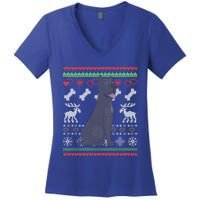 Cane Corso Dog Santa Claus Ugly Christmas Pattern Xgiftmas Gift Women's V-Neck T-Shirt