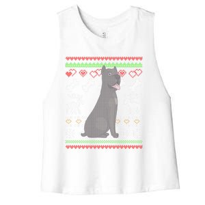 Cane Corso Dog Santa Claus Ugly Christmas Pattern Xgiftmas Gift Women's Racerback Cropped Tank