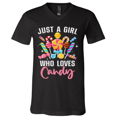 Cute Candy Design For Women Sweets Candy Lover V-Neck T-Shirt
