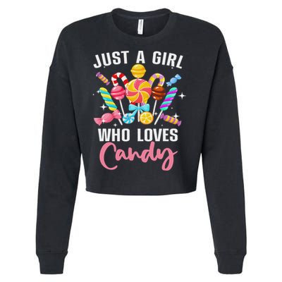 Cute Candy Design For Women Sweets Candy Lover Cropped Pullover Crew