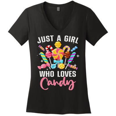 Cute Candy Design For Women Sweets Candy Lover Women's V-Neck T-Shirt