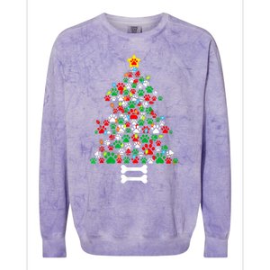 Christmas Cute Dog Paws Xmas Tree Funny Dog Puppy Owner Gift Colorblast Crewneck Sweatshirt