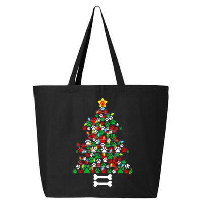 Christmas Cute Dog Paws Xmas Tree Funny Dog Puppy Owner Gift 25L Jumbo Tote