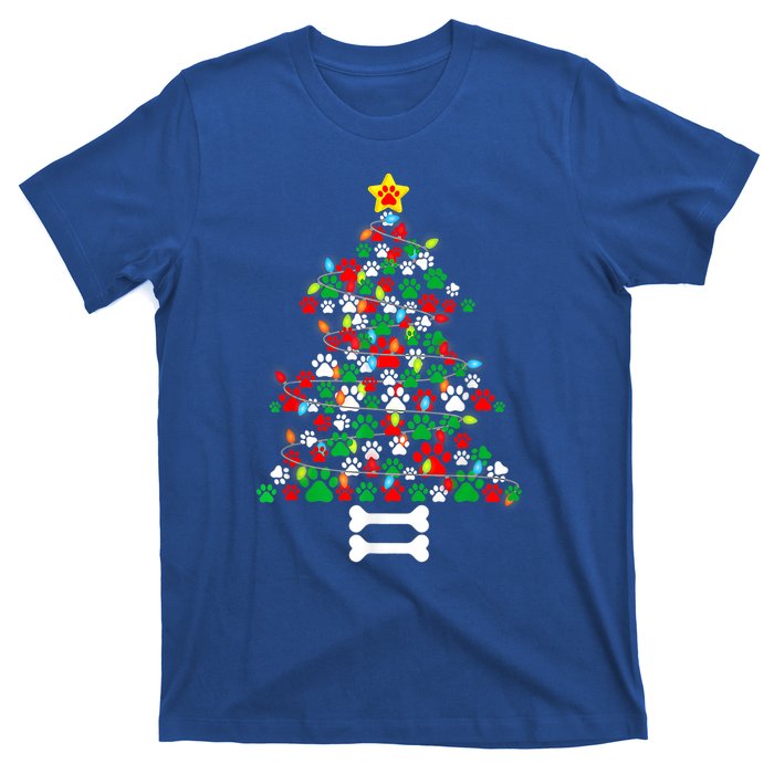 Christmas Cute Dog Paws Xmas Tree Funny Dog Puppy Owner Gift T-Shirt