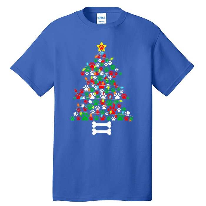 Christmas Cute Dog Paws Xmas Tree Funny Dog Puppy Owner Gift Tall T-Shirt