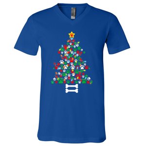 Christmas Cute Dog Paws Xmas Tree Funny Dog Puppy Owner Gift V-Neck T-Shirt