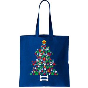 Christmas Cute Dog Paws Xmas Tree Funny Dog Puppy Owner Gift Tote Bag