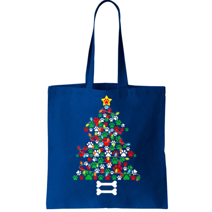 Christmas Cute Dog Paws Xmas Tree Funny Dog Puppy Owner Gift Tote Bag