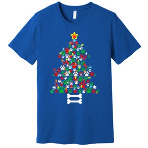 Christmas Cute Dog Paws Xmas Tree Funny Dog Puppy Owner Gift Premium T-Shirt