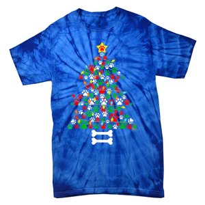 Christmas Cute Dog Paws Xmas Tree Funny Dog Puppy Owner Gift Tie-Dye T-Shirt