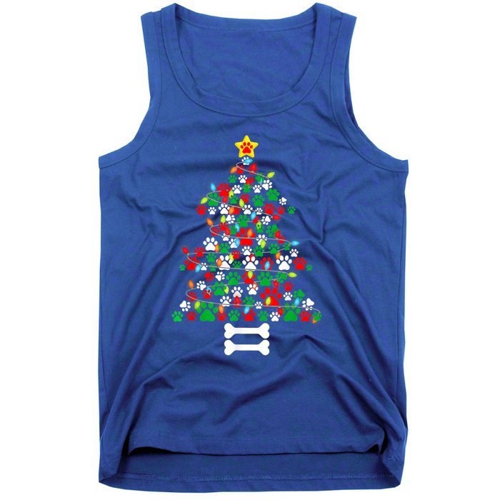 Christmas Cute Dog Paws Xmas Tree Funny Dog Puppy Owner Gift Tank Top