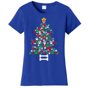 Christmas Cute Dog Paws Xmas Tree Funny Dog Puppy Owner Gift Women's T-Shirt