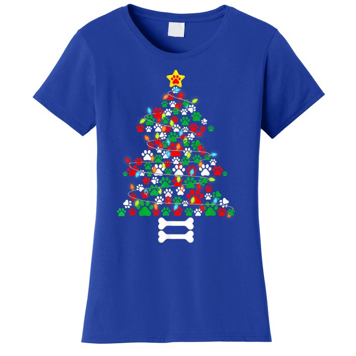 Christmas Cute Dog Paws Xmas Tree Funny Dog Puppy Owner Gift Women's T-Shirt