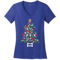 Christmas Cute Dog Paws Xmas Tree Funny Dog Puppy Owner Gift Women's V-Neck T-Shirt