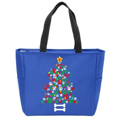 Christmas Cute Dog Paws Xmas Tree Funny Dog Puppy Owner Gift Zip Tote Bag