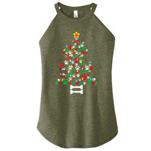 Christmas Cute Dog Paws Xmas Tree Funny Dog Puppy Owner Gift Women's Perfect Tri Rocker Tank