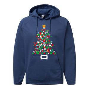 Christmas Cute Dog Paws Xmas Tree Funny Dog Puppy Owner Gift Performance Fleece Hoodie