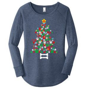 Christmas Cute Dog Paws Xmas Tree Funny Dog Puppy Owner Gift Women's Perfect Tri Tunic Long Sleeve Shirt