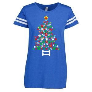 Christmas Cute Dog Paws Xmas Tree Funny Dog Puppy Owner Gift Enza Ladies Jersey Football T-Shirt