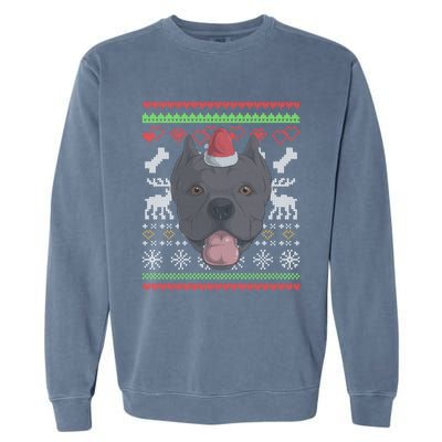 Cane Corso Dog Santa Claus Ugly Christmas Pattern Xgiftmas Meaningful Gift Garment-Dyed Sweatshirt