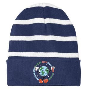 Cute Celebrate Earth Day Save The Earth Striped Beanie with Solid Band