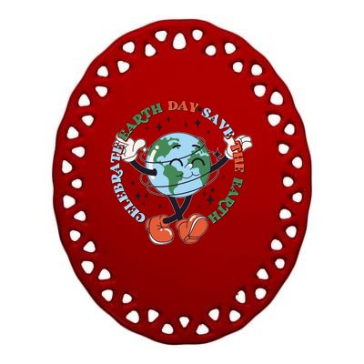 Cute Celebrate Earth Day Save The Earth Ceramic Oval Ornament