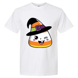 Candy Corn Emoticon Winky Face Witch Funny Halloween Garment-Dyed Heavyweight T-Shirt