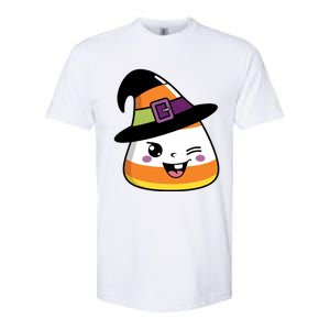 Candy Corn Emoticon Winky Face Witch Funny Halloween Softstyle CVC T-Shirt