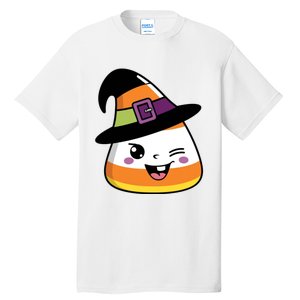 Candy Corn Emoticon Winky Face Witch Funny Halloween Tall T-Shirt