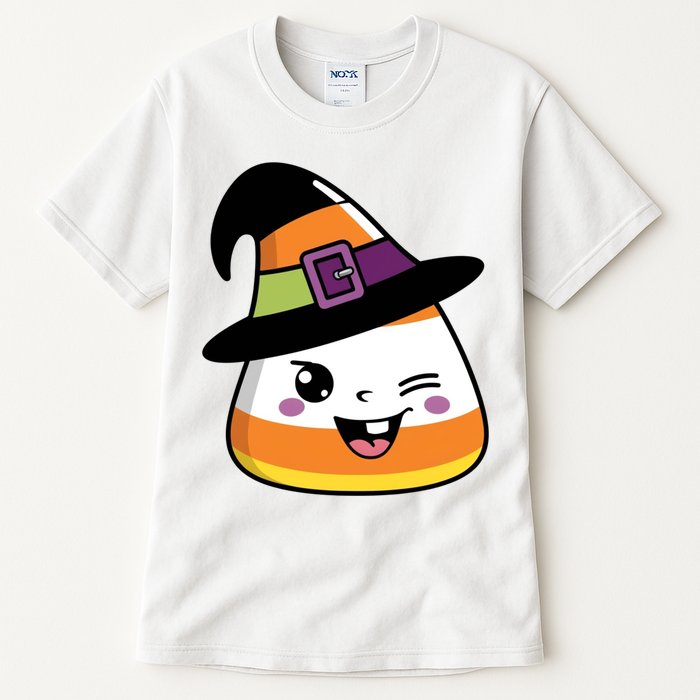 Candy Corn Emoticon Winky Face Witch Funny Halloween Tall T-Shirt