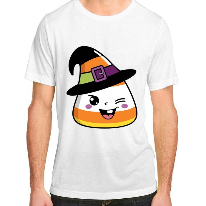 Candy Corn Emoticon Winky Face Witch Funny Halloween Adult ChromaSoft Performance T-Shirt