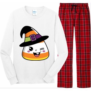 Candy Corn Emoticon Winky Face Witch Funny Halloween Long Sleeve Pajama Set