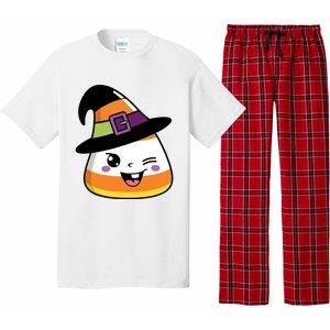 Candy Corn Emoticon Winky Face Witch Funny Halloween Pajama Set