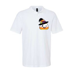 Candy Corn Emoticon Winky Face Witch Funny Halloween Softstyle Adult Sport Polo