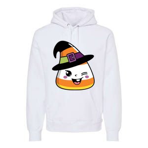 Candy Corn Emoticon Winky Face Witch Funny Halloween Premium Hoodie