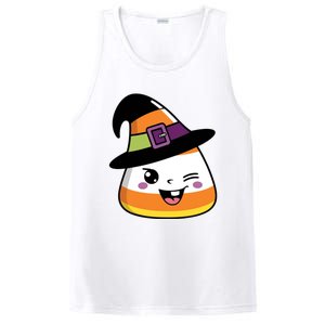 Candy Corn Emoticon Winky Face Witch Funny Halloween PosiCharge Competitor Tank