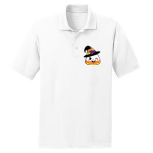 Candy Corn Emoticon Winky Face Witch Funny Halloween PosiCharge RacerMesh Polo