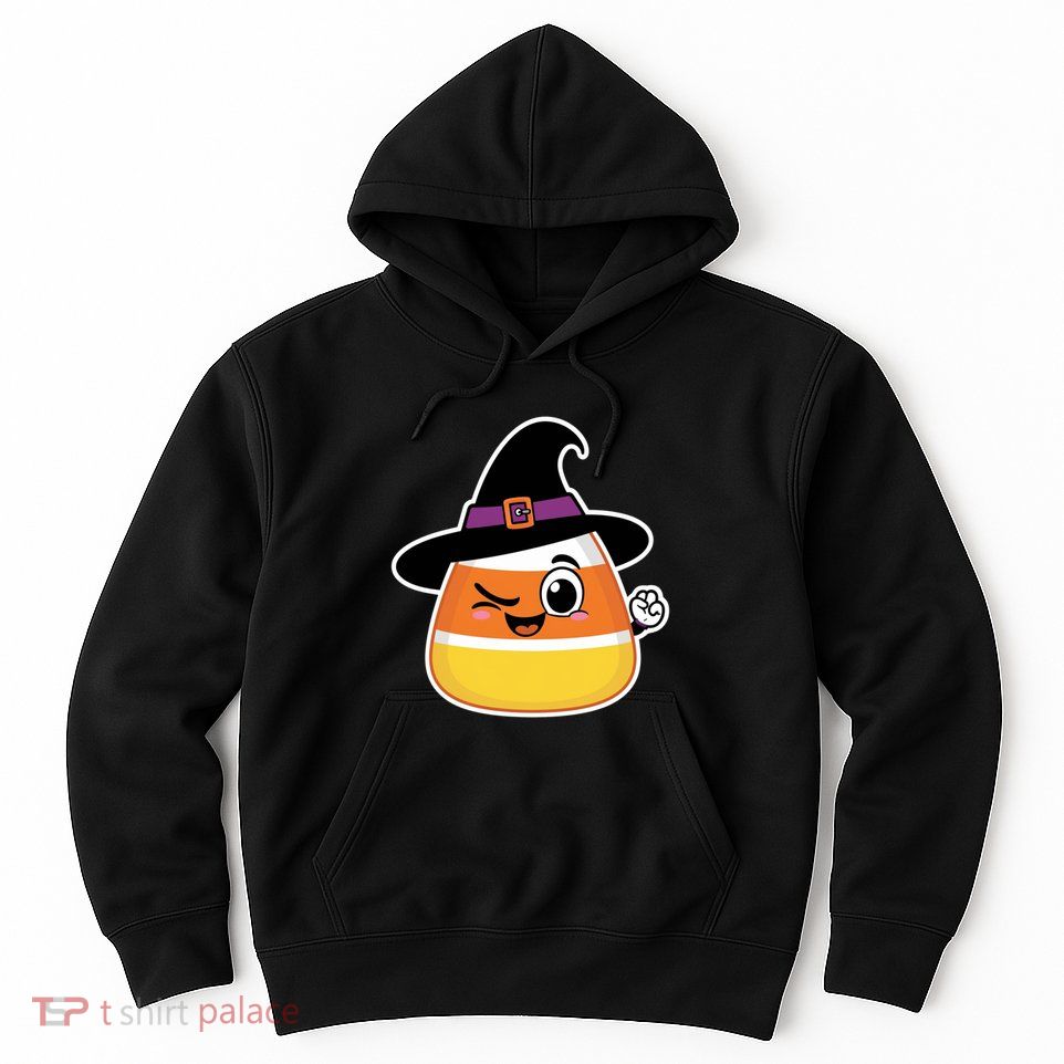 Candy Corn Emoticon Winky Face Witch Funny Halloween Hoodie