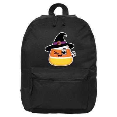 Candy Corn Emoticon Winky Face Witch Funny Halloween 16 in Basic Backpack