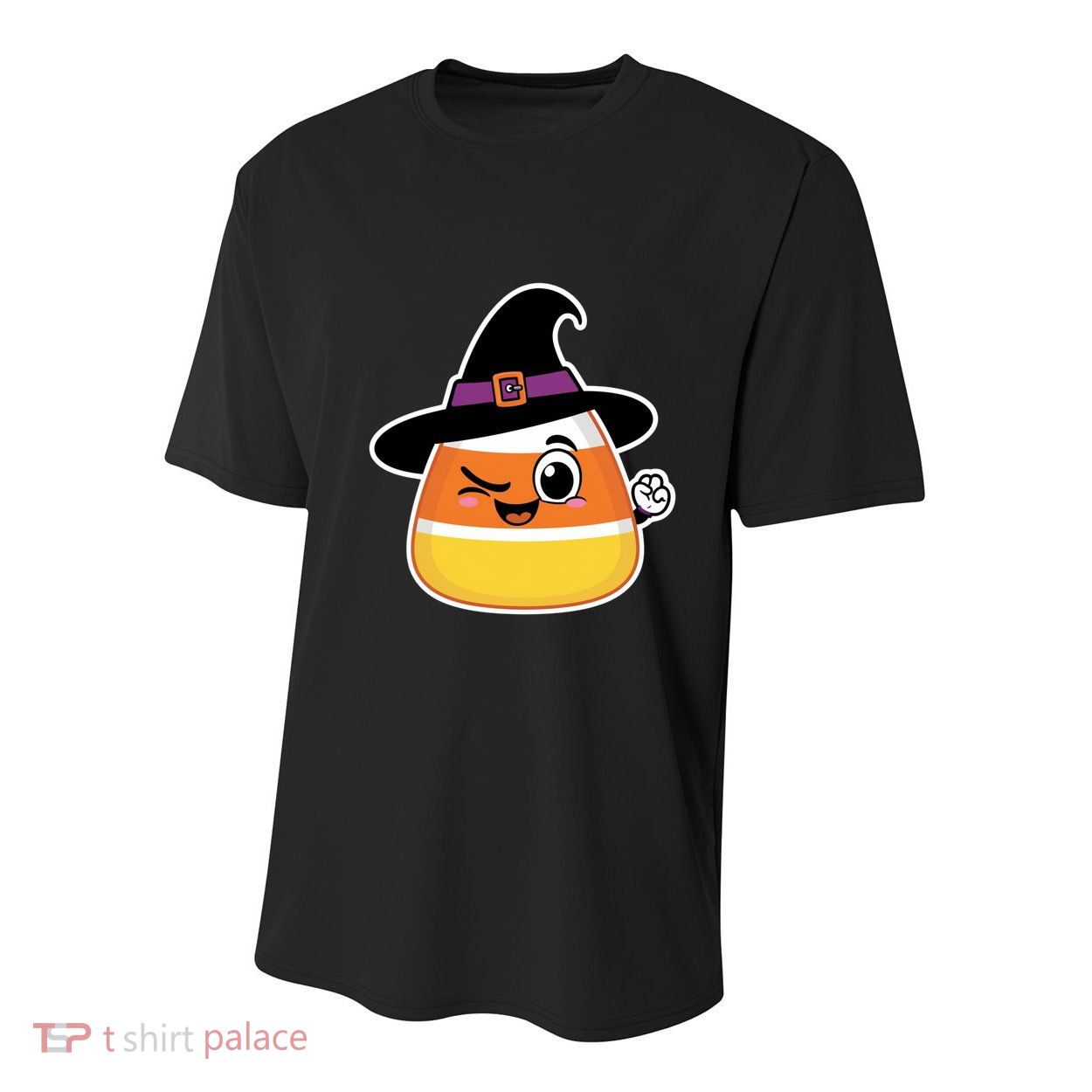Candy Corn Emoticon Winky Face Witch Funny Halloween Youth Performance Sprint T-Shirt