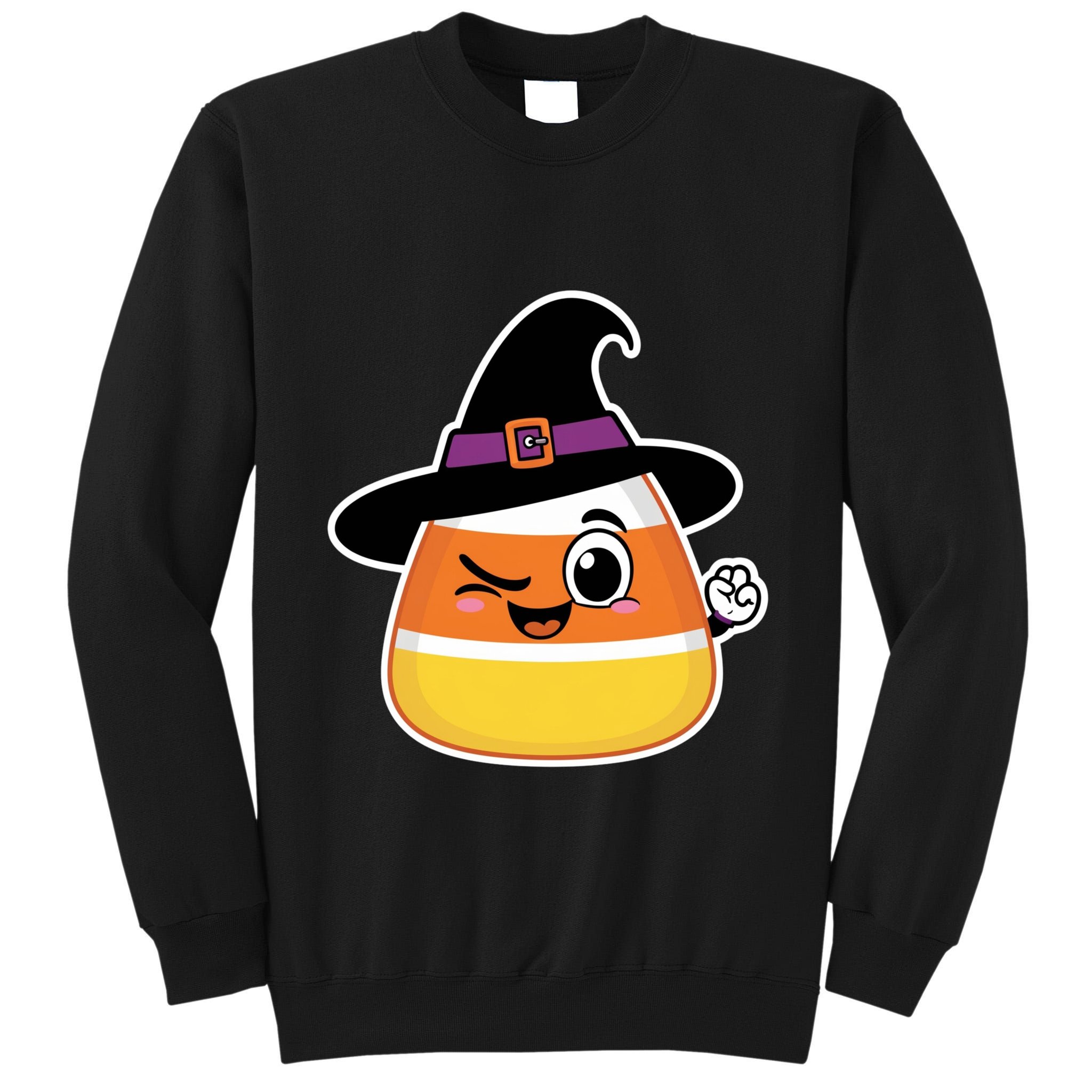 Candy Corn Emoticon Winky Face Witch Funny Halloween Tall Sweatshirt