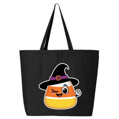 Candy Corn Emoticon Winky Face Witch Funny Halloween 25L Jumbo Tote