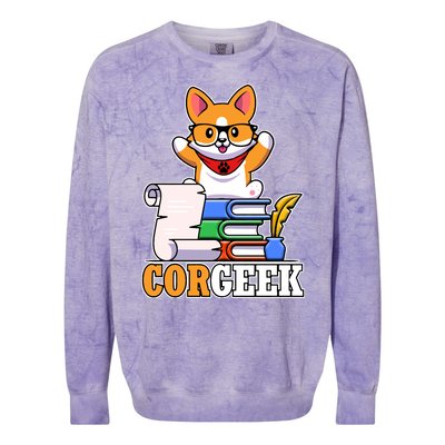 CORGEEK Cute Educated Corgi Colorblast Crewneck Sweatshirt