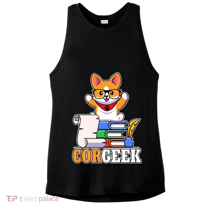 CORGEEK Cute Educated Corgi Ladies PosiCharge Tri-Blend Wicking Tank