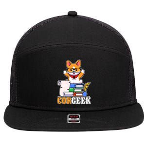 CORGEEK Cute Educated Corgi 7 Panel Mesh Trucker Snapback Hat